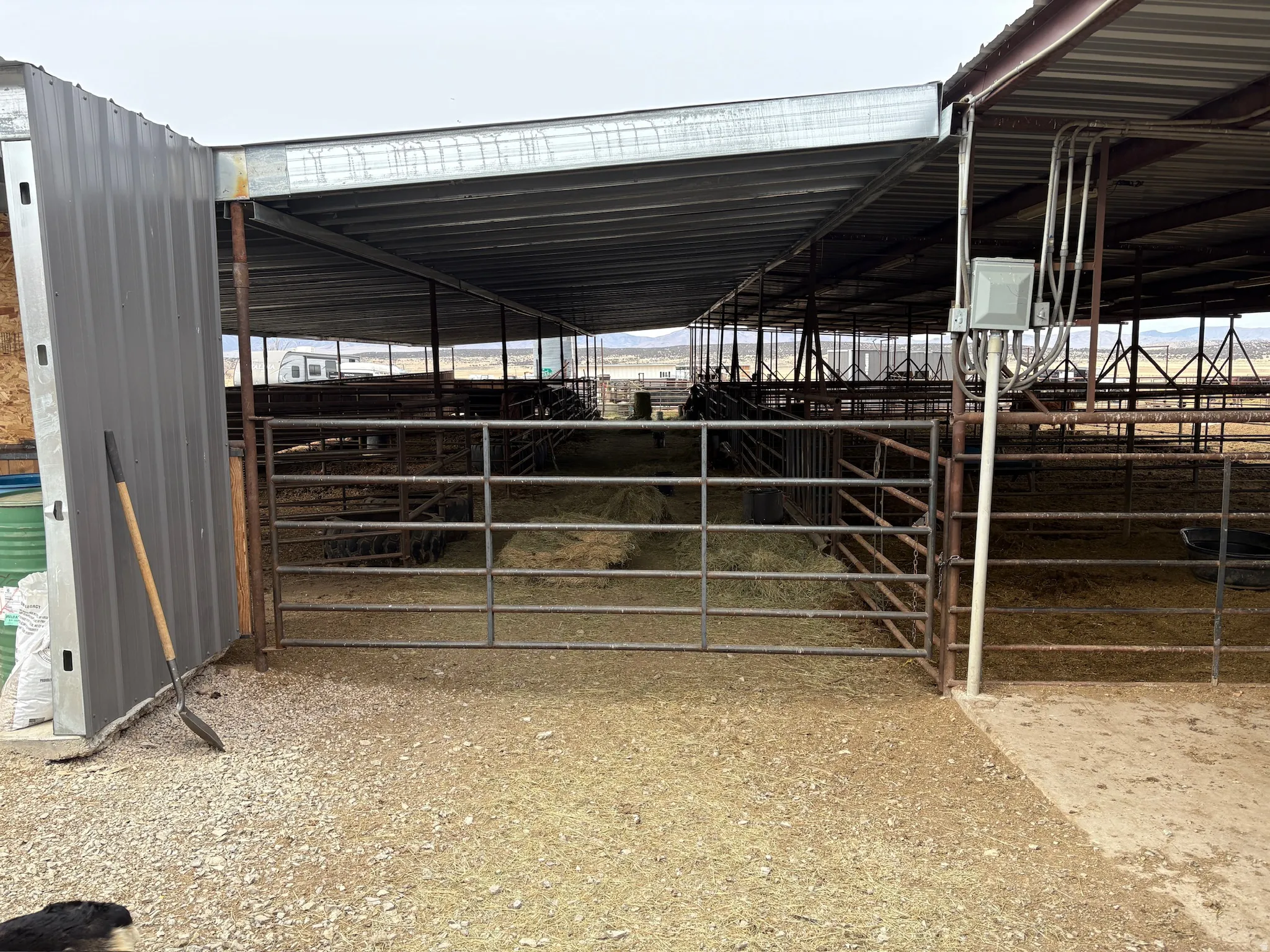 View of horse barn