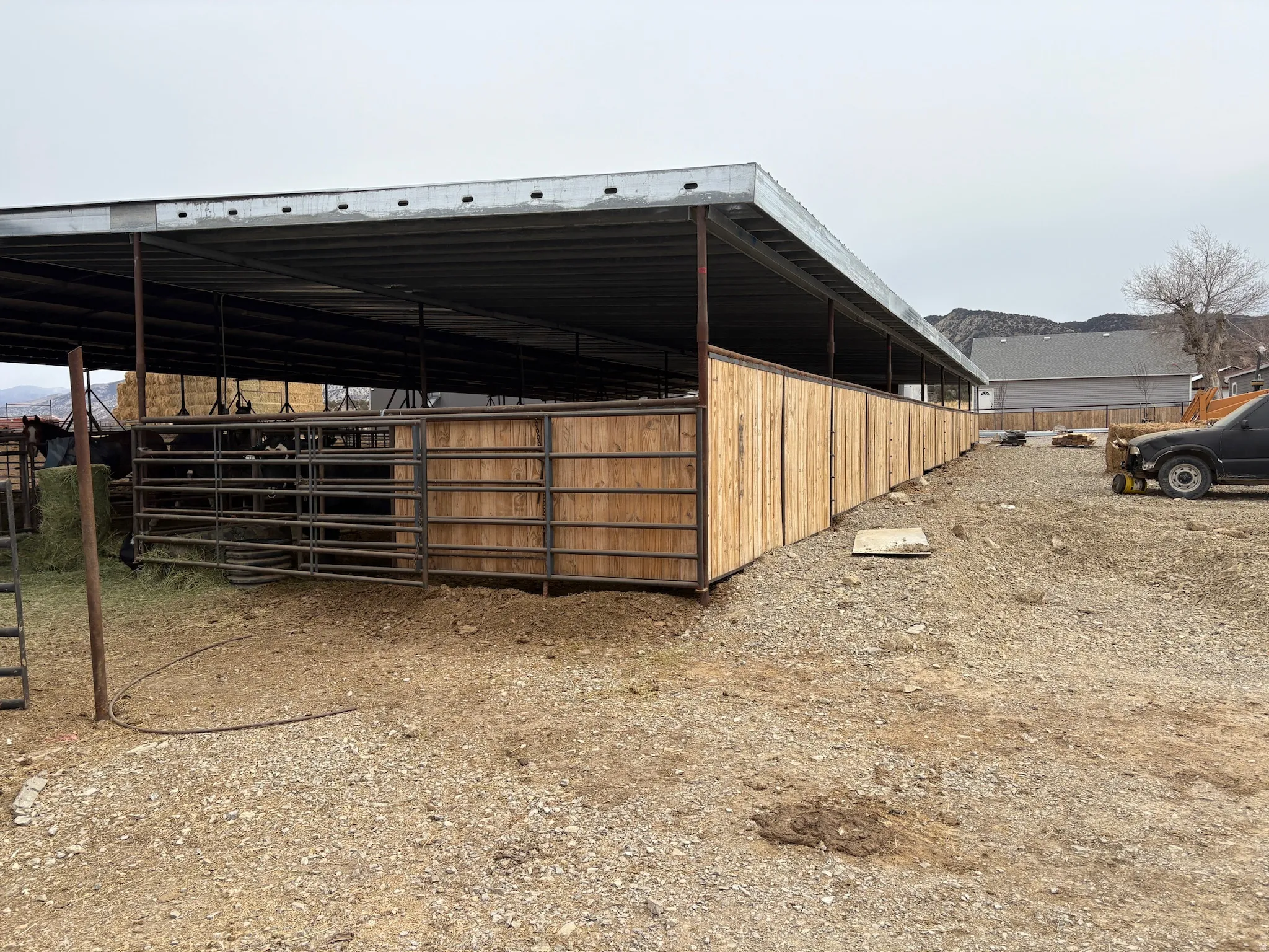 View of horse barn