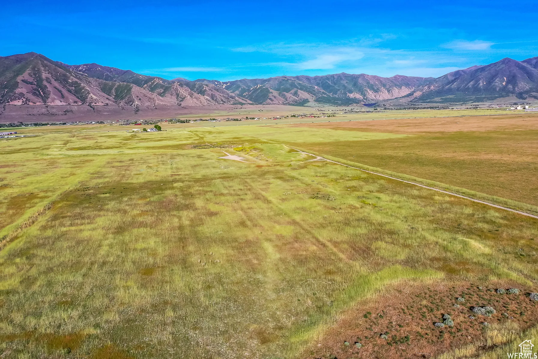 View of mountain background with rural landscape