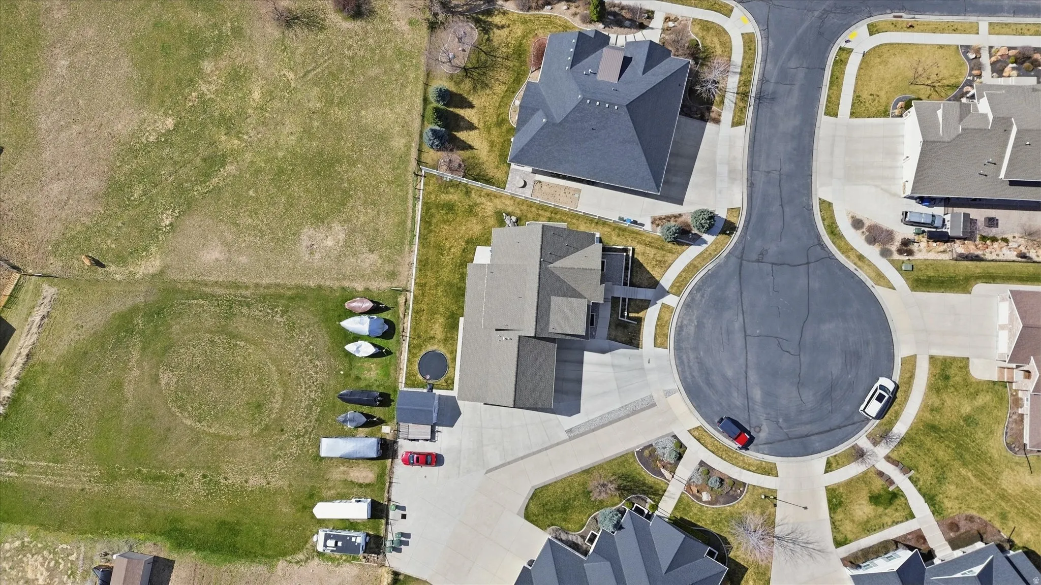 Aerial perspective of suburban area