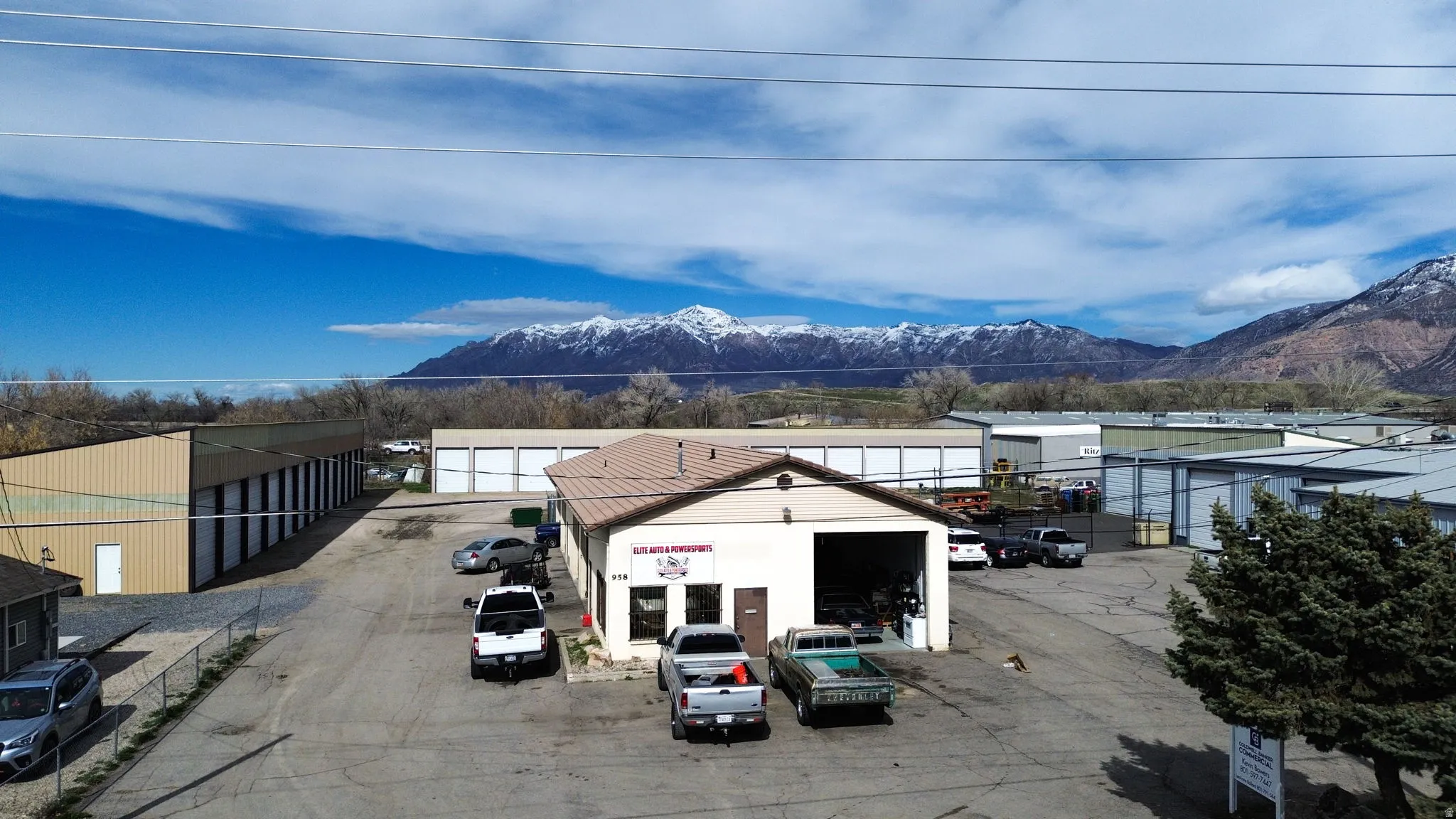 Drone / aerial view of a mountainous background