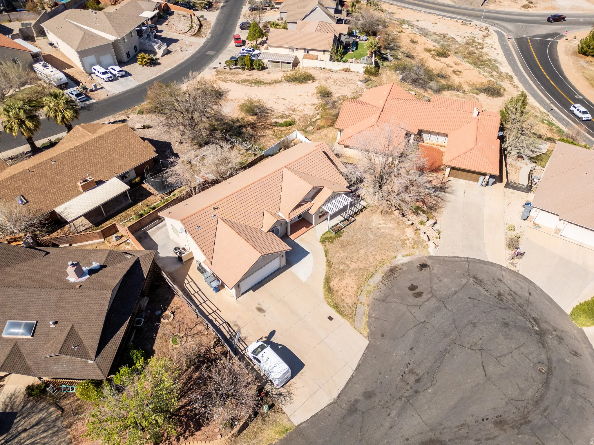 Aerial view of residential area