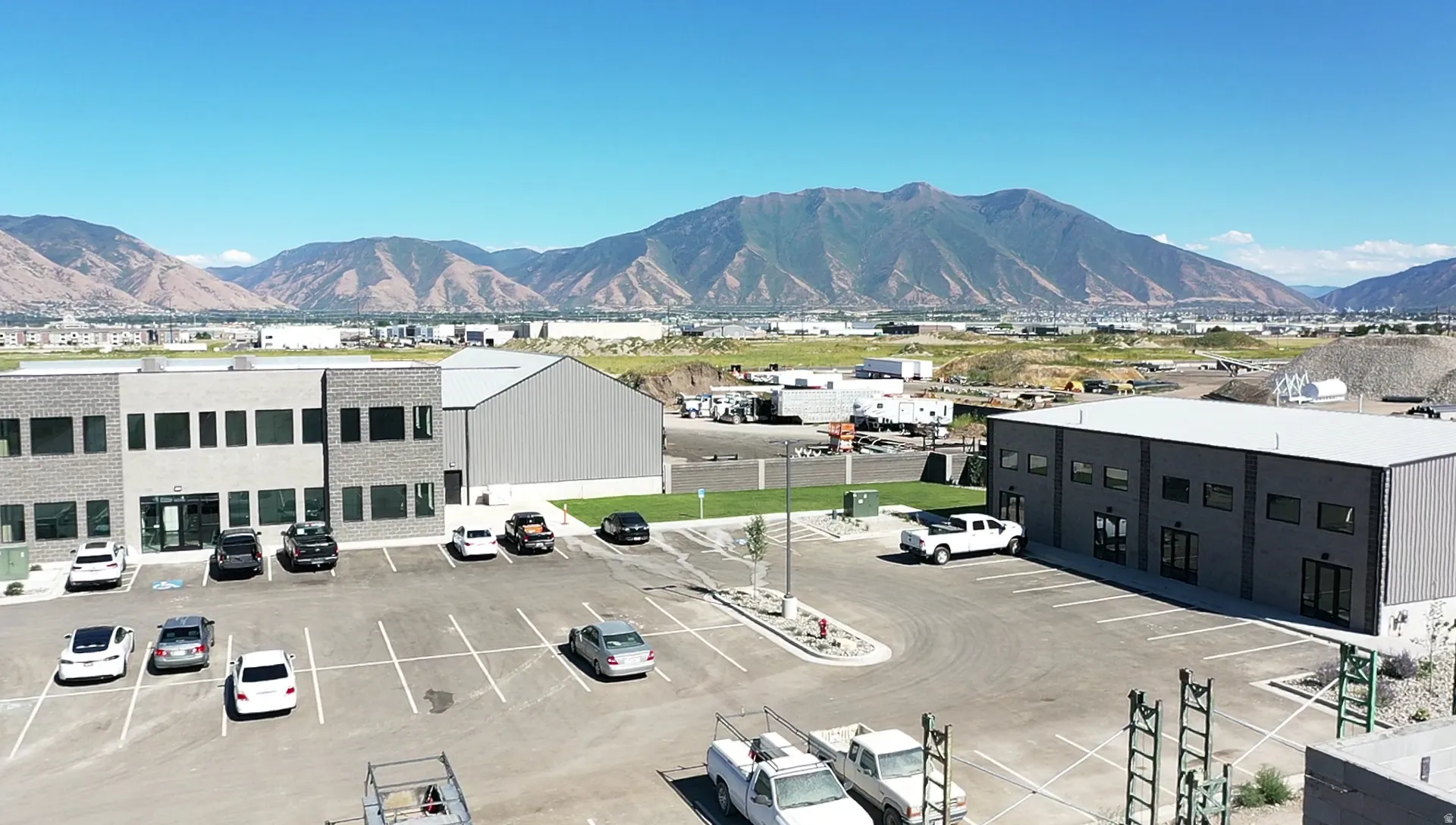 Aerial view of a mountainous background