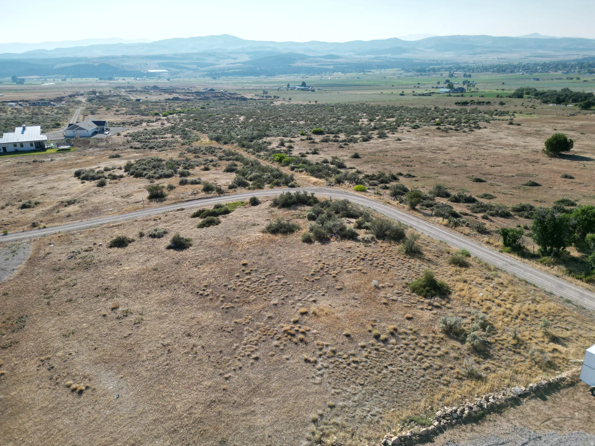 Aerial view of sparsely populated area featuring mountains