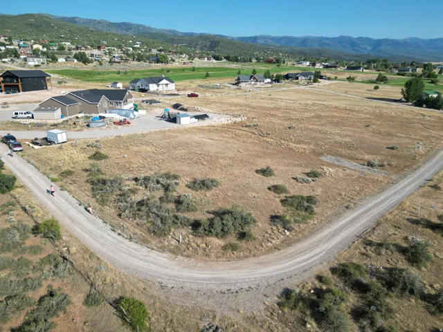 Drone / aerial view of a mountainous background