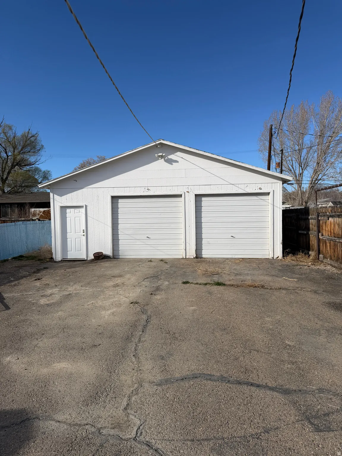 View of detached garage