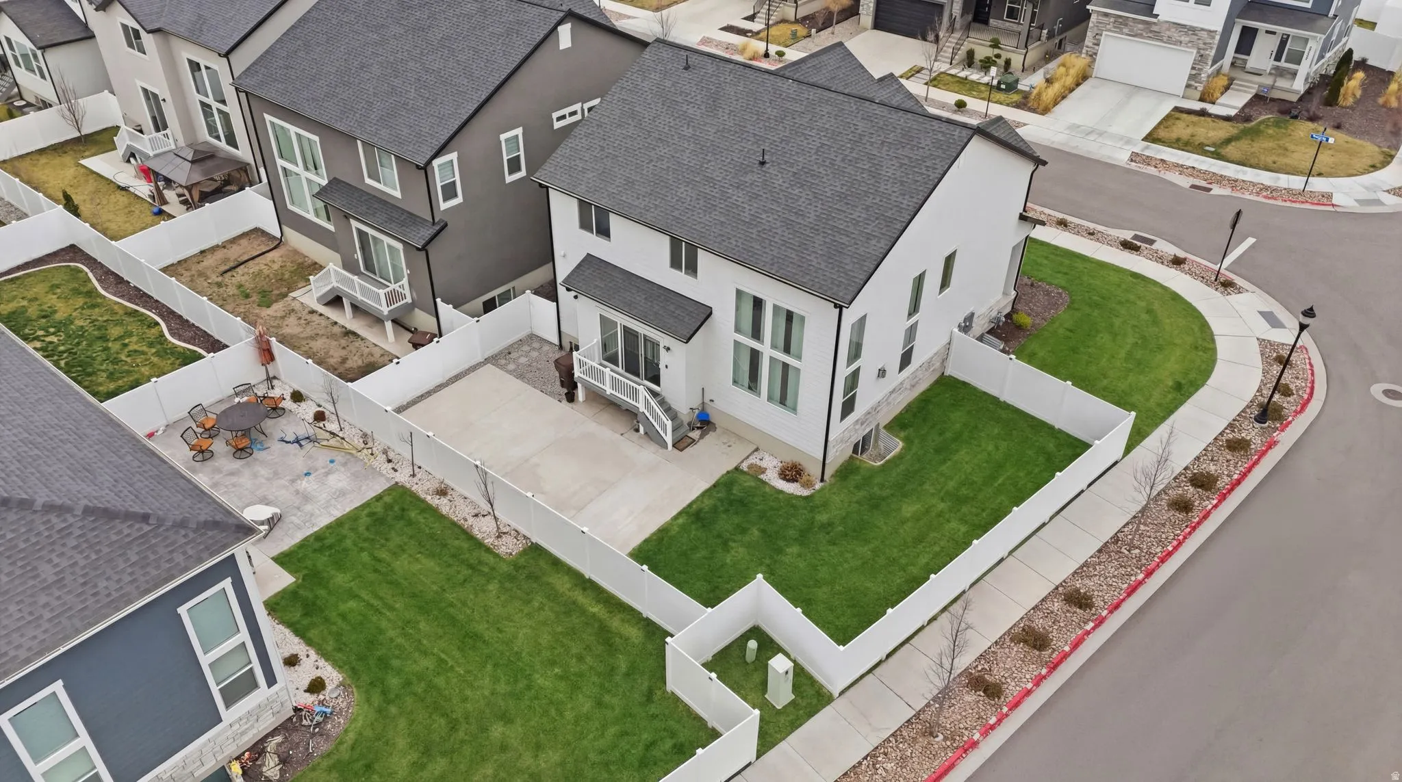 Aerial perspective of suburban area