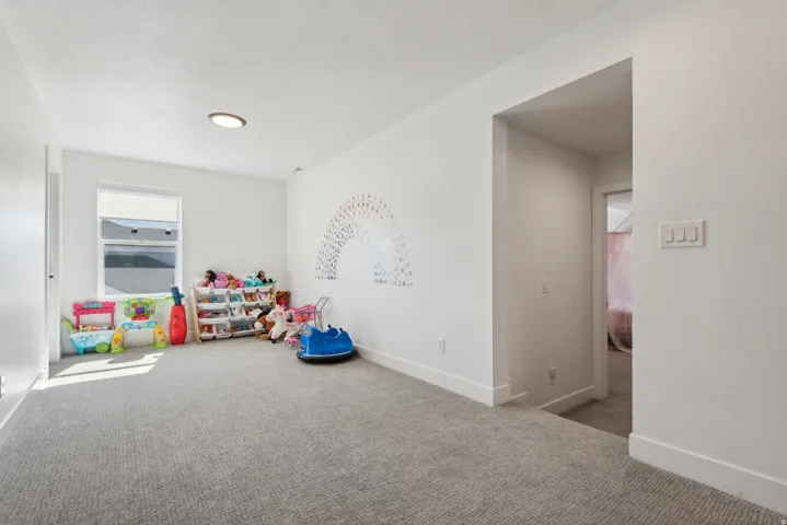 Rec room with carpet floors