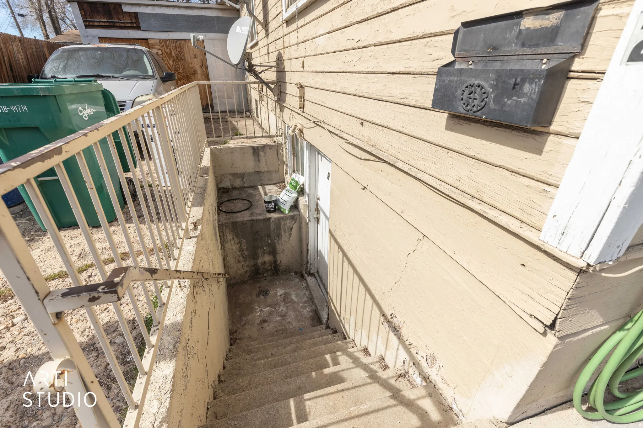 Exterior view of a satellite dish