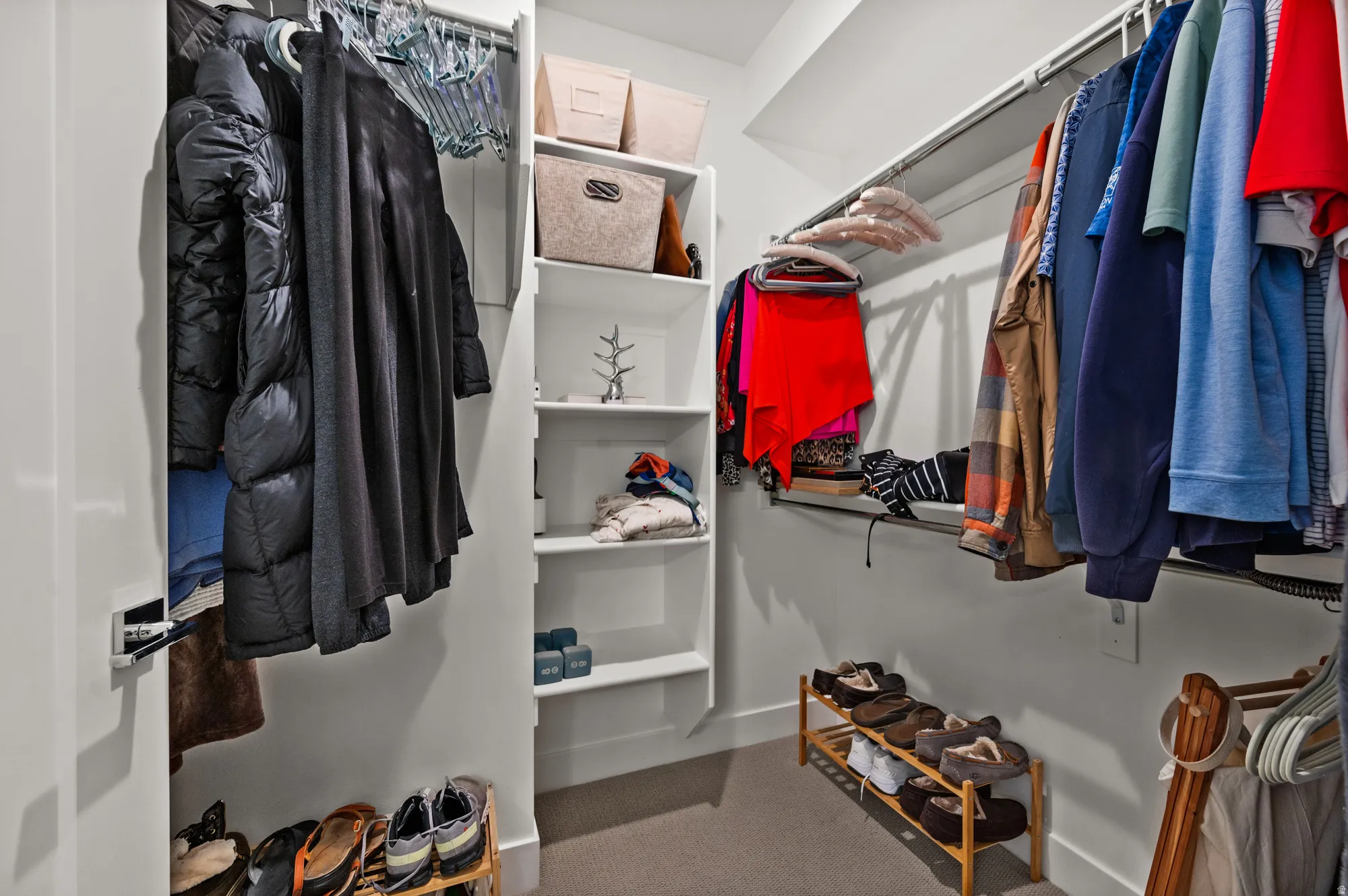 Walk in closet featuring carpet