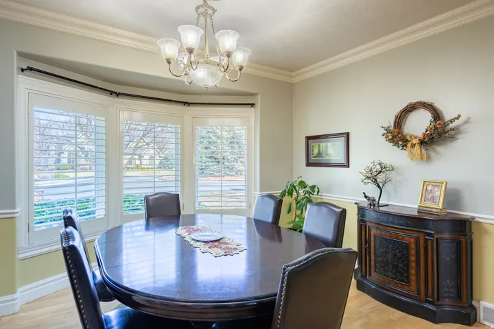 Bay window with plantation shutters and natural light
