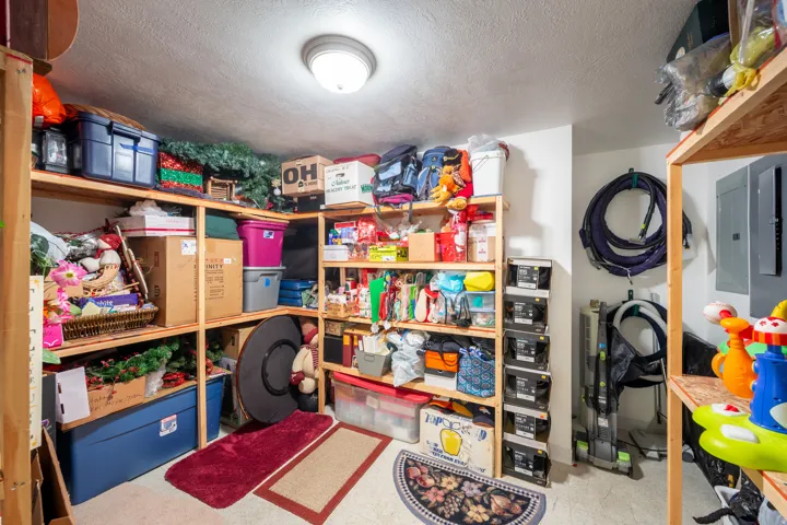 Storage area featuring electric panel