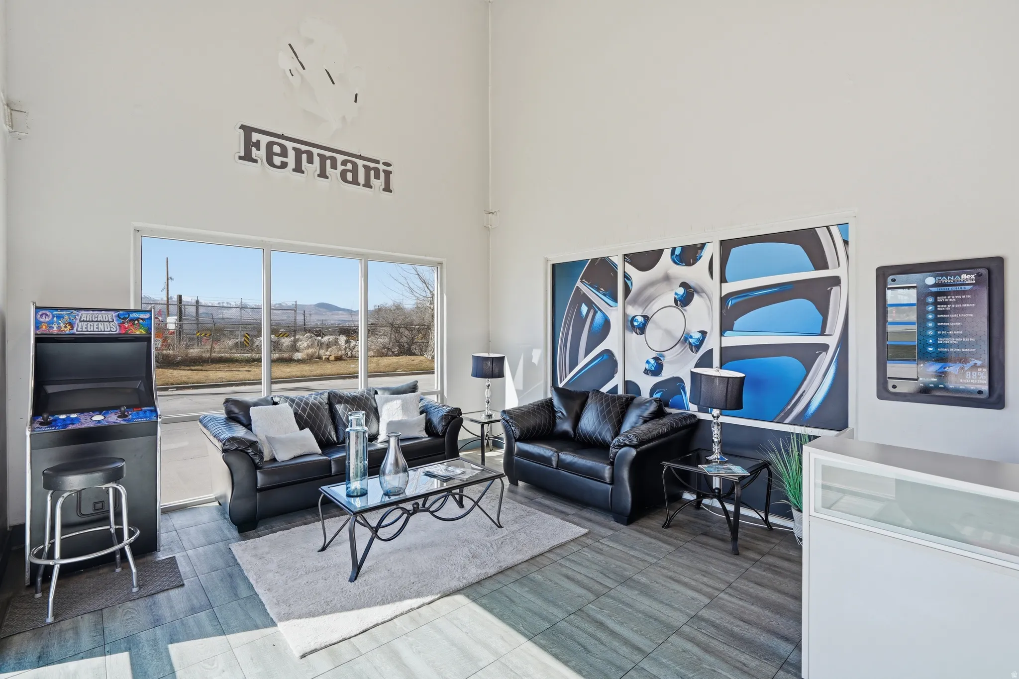 Building lobby featuring a high ceiling