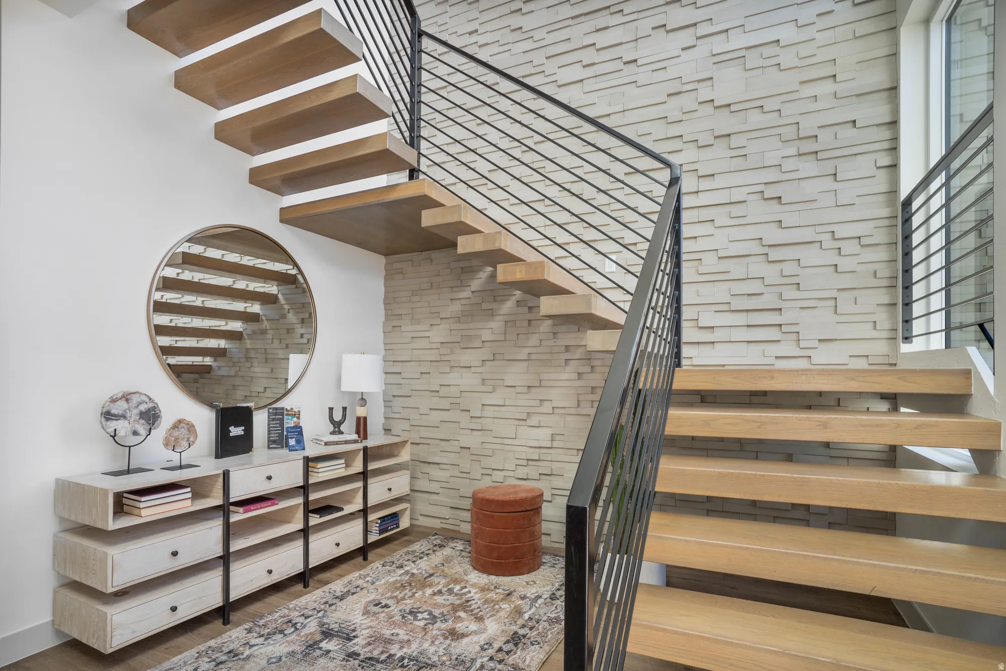 Stairs with wood finished floors