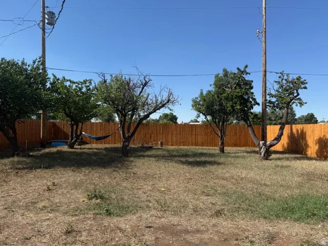 View of fenced backyard