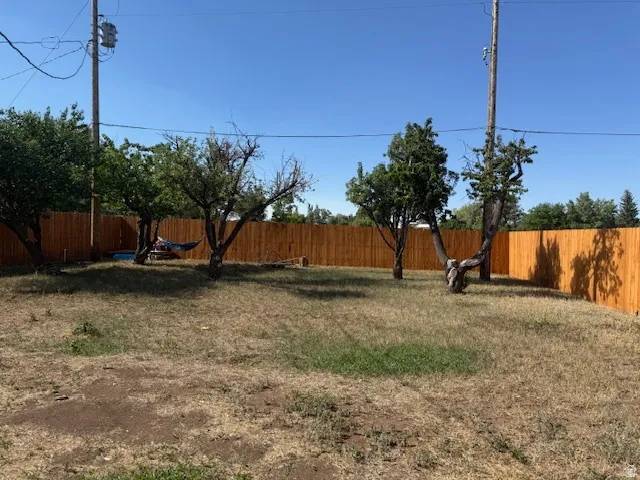 View of fenced backyard