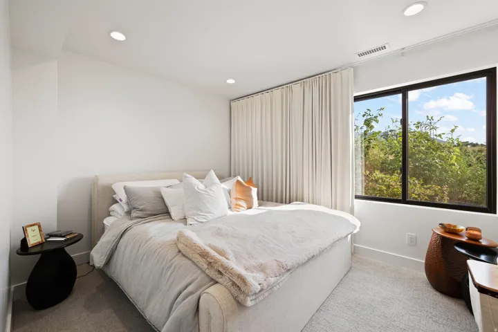 Bedroom featuring recessed lighting and carpet flooring
