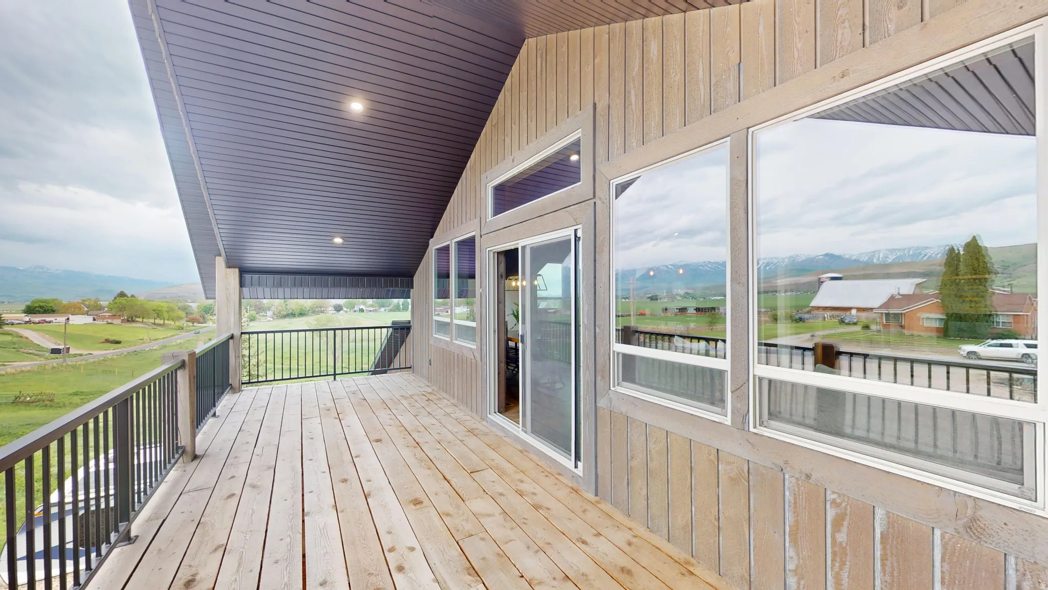 Wooden terrace with a mountain view
