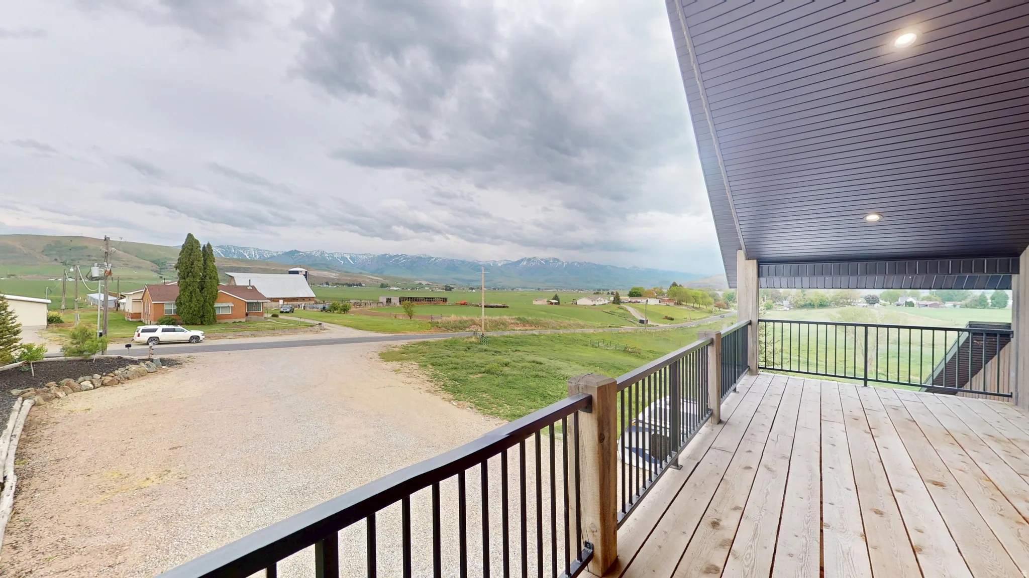Deck featuring a mountain view