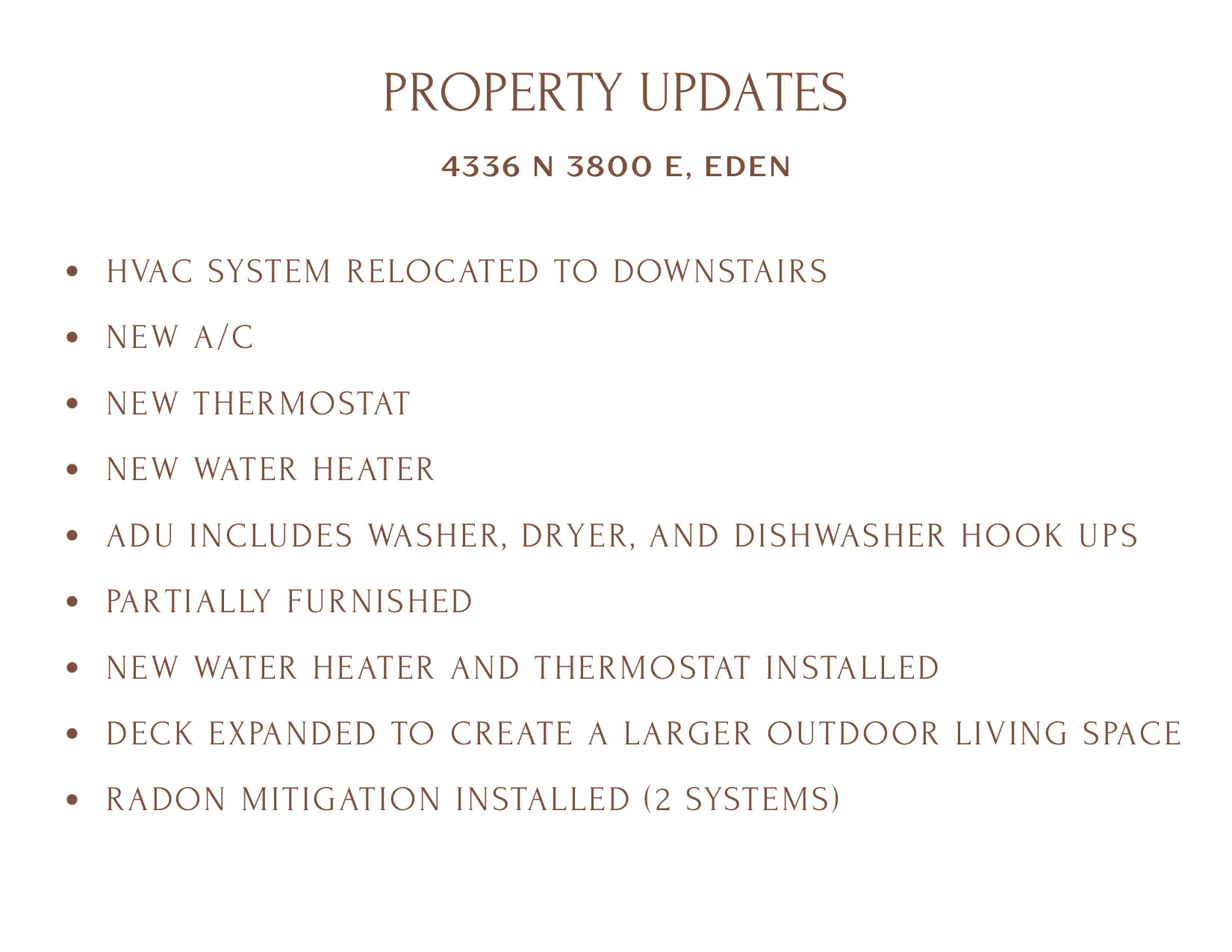 View of miscellaneous listing collateral