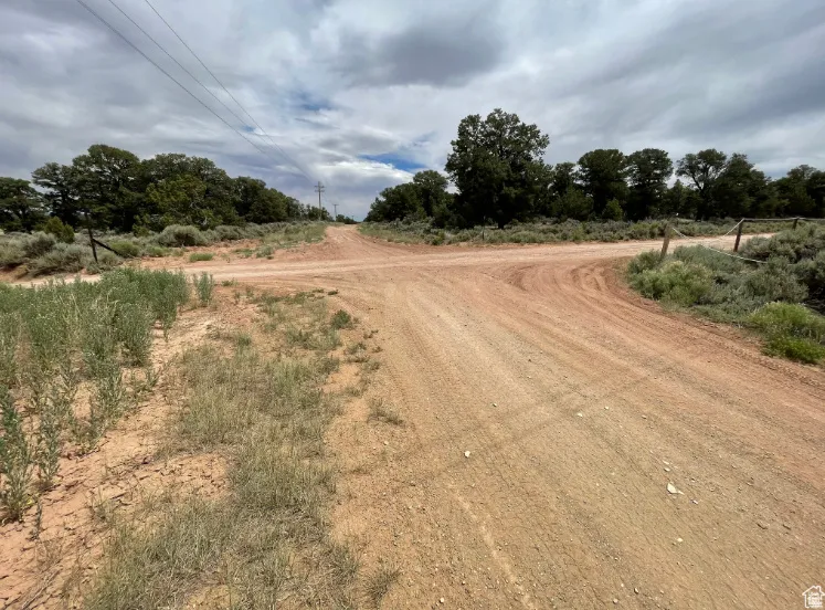 View of dirt / gravel road featuring a view of rural / pastoral area
