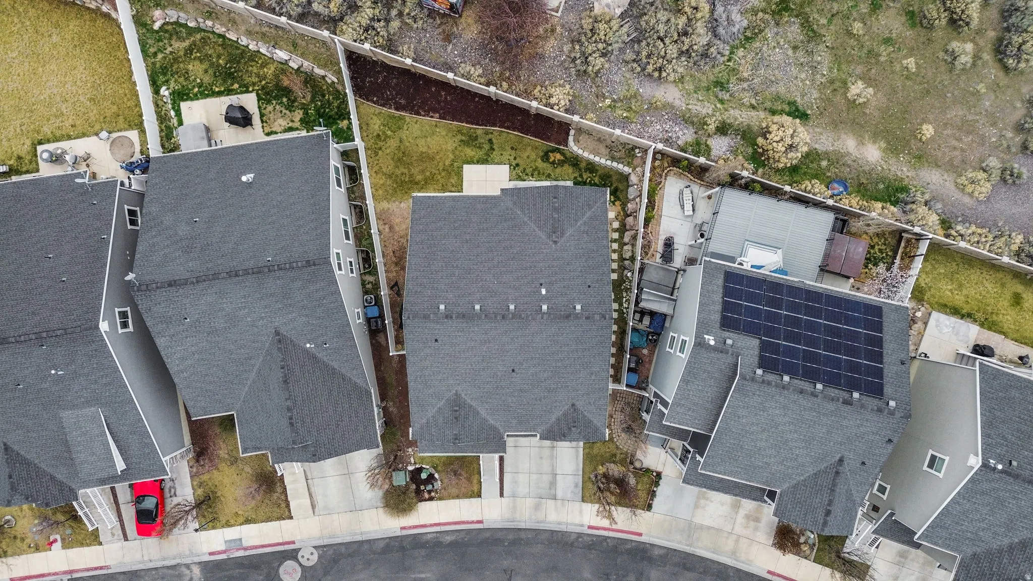 Aerial perspective of suburban area