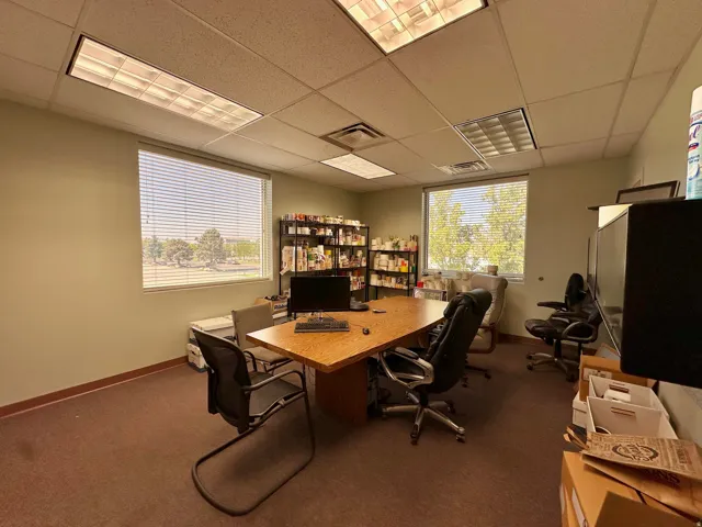 Office area featuring a drop ceiling