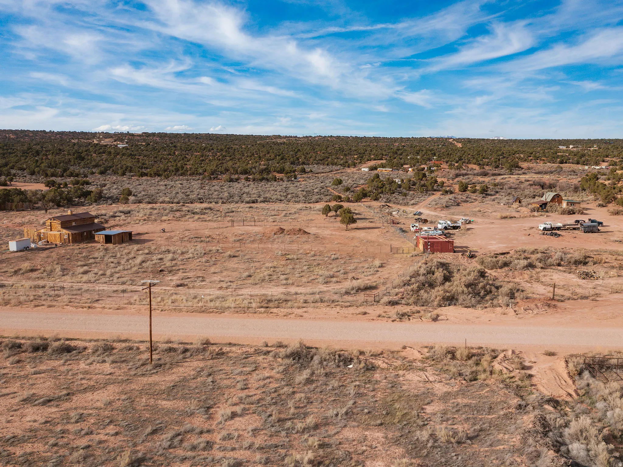 Overview of rural landscape featuring a desert landscape