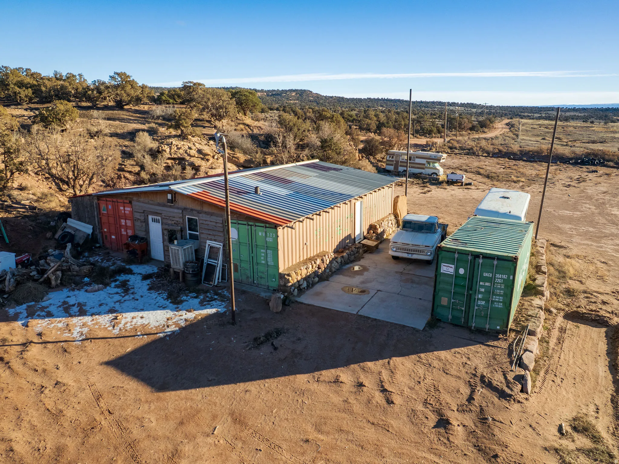 Overview of rural landscape featuring a desert landscape