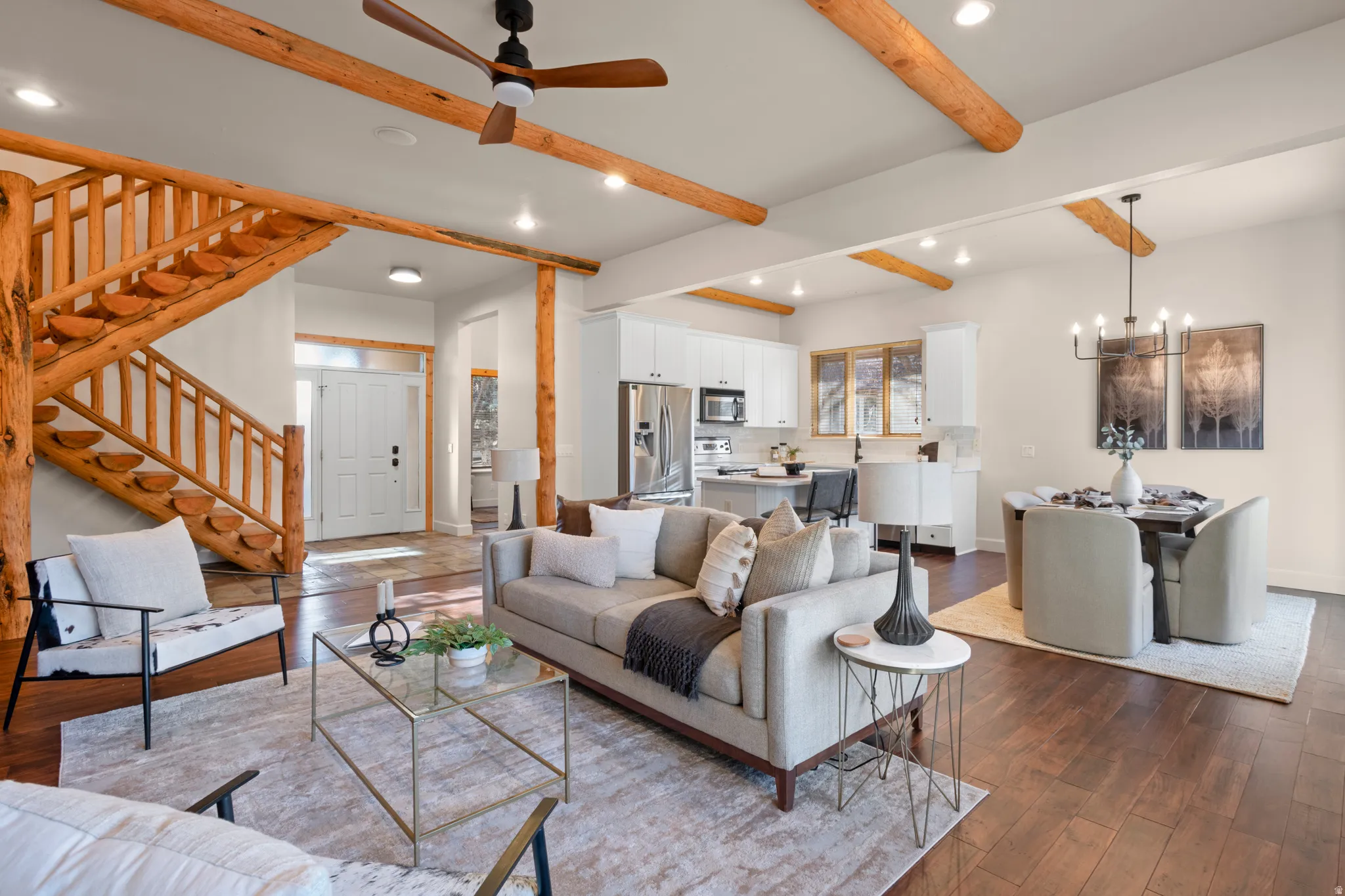 Spacious great room with updated lighting