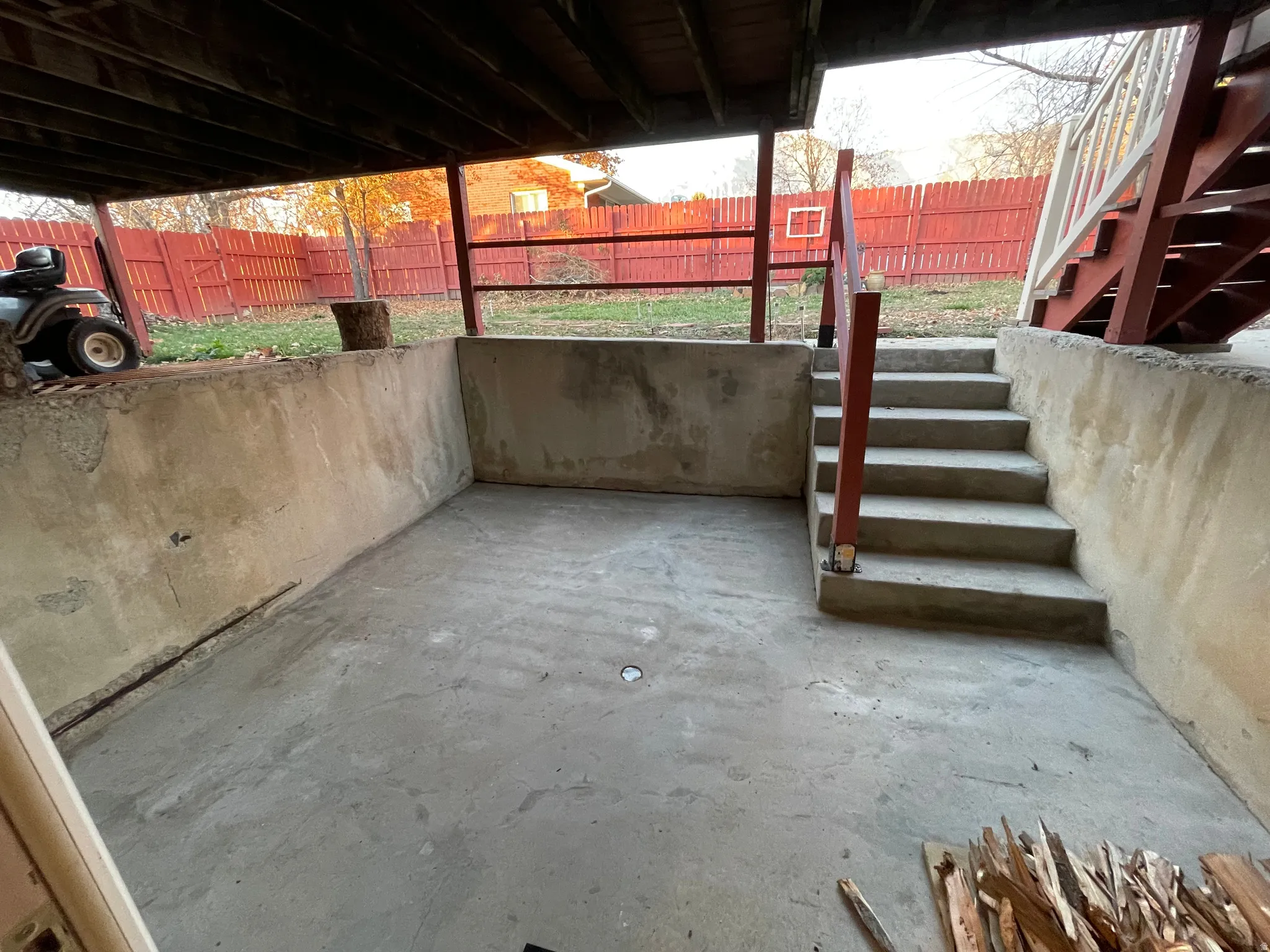 View of patio featuring stairs