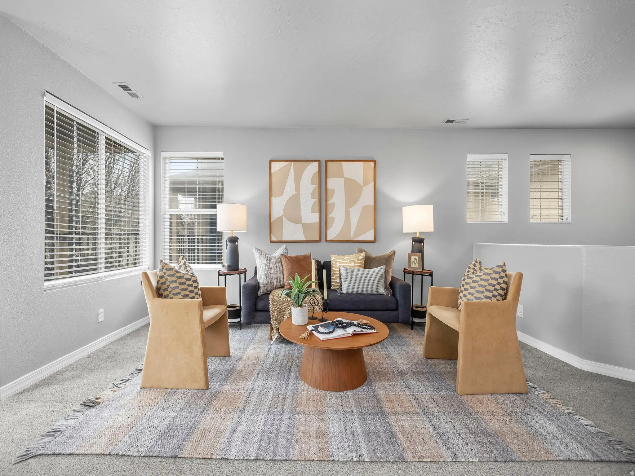 Living room featuring carpet floors