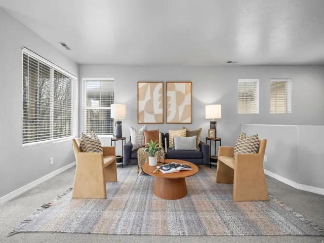 Living room featuring carpet floors