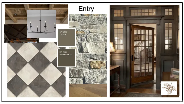 Inspiration Design Board for entry featuring vintage finishes