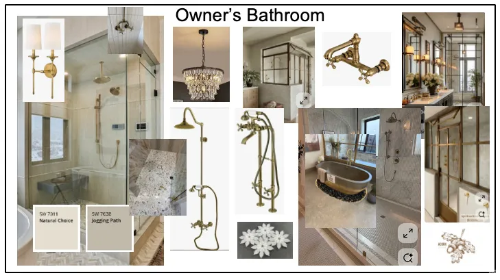 Inspiration Design Board for master bathroom featuring a wet room