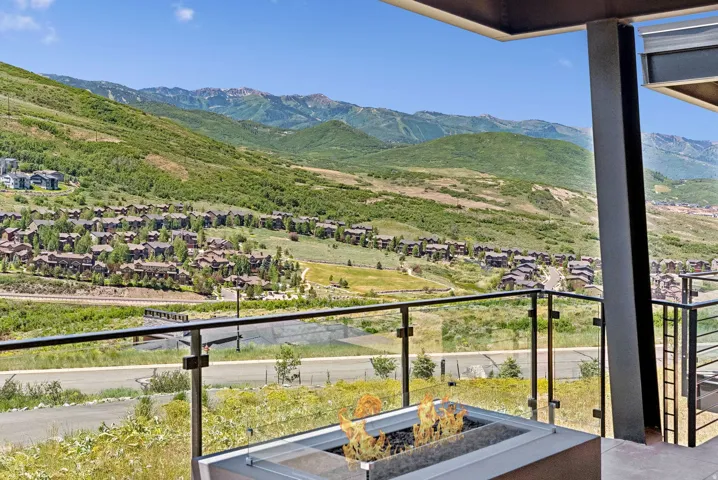 View of mountain background with nearby suburban area