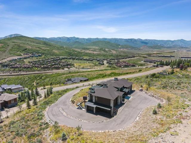 Aerial view of a mountain backdrop