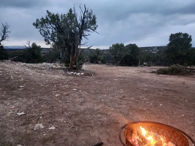 View of yard featuring a fire pit and a view of rural / pastoral area