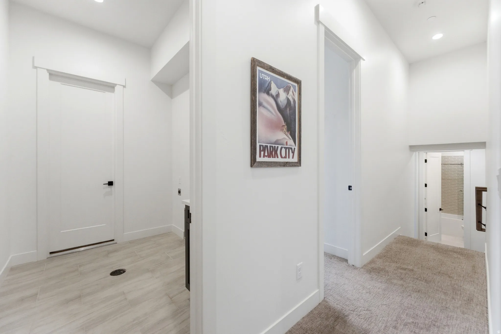 Hall with recessed lighting