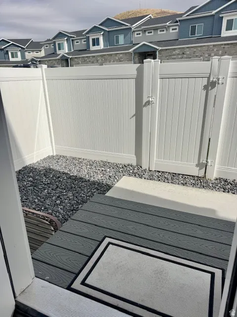 Exterior view of a gate and a residential view