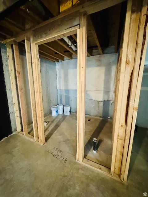 View of unfinished basement