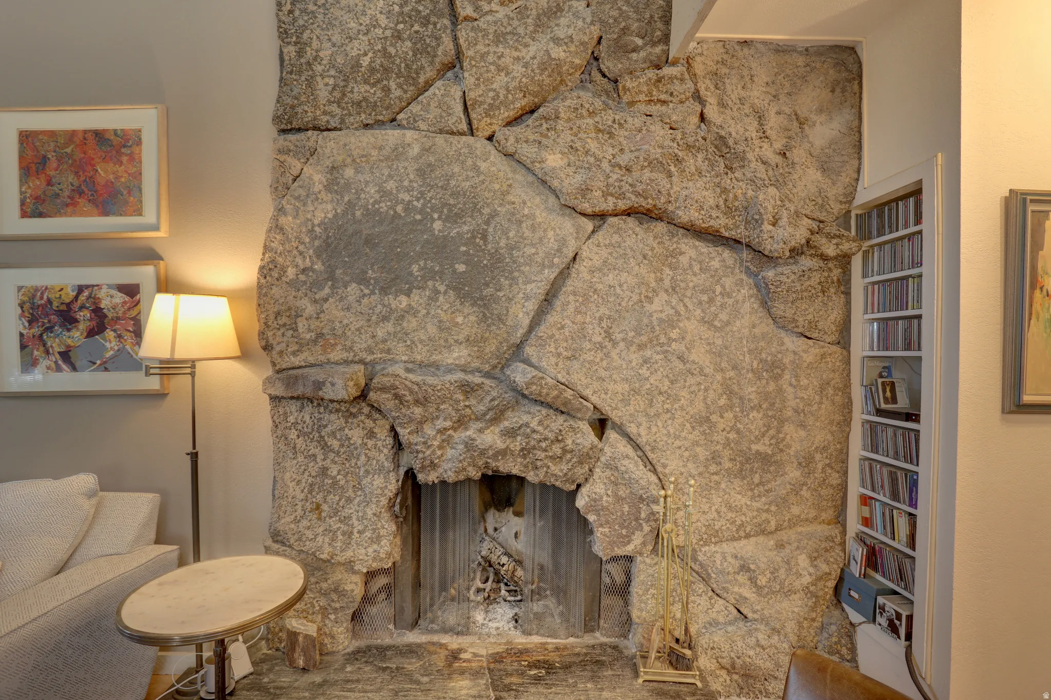 Detailed view of a fireplace