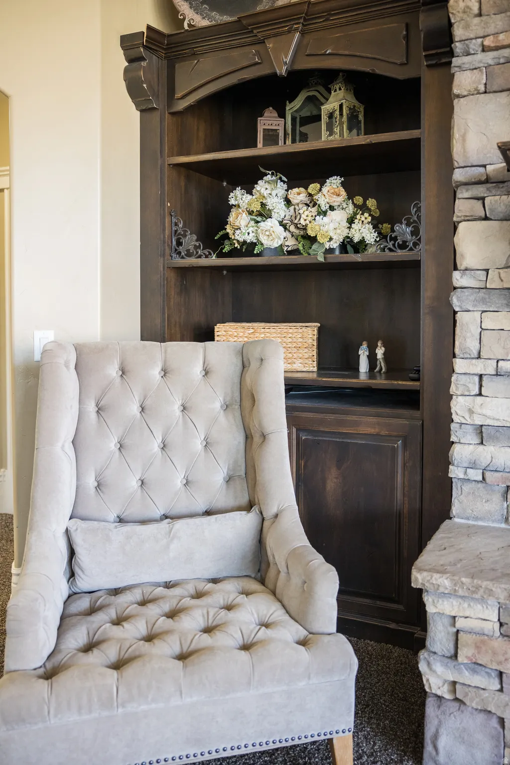 Living room featuring carpet floors