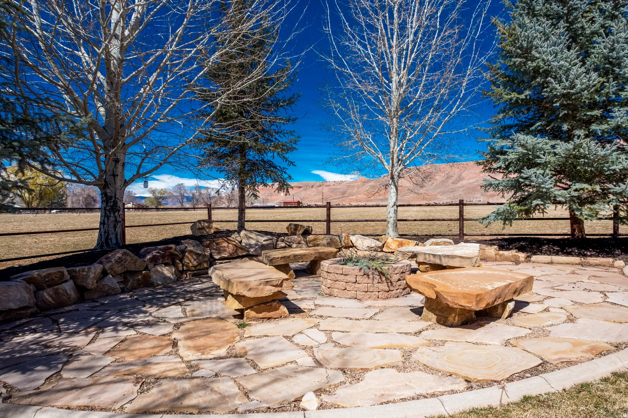 View of patio / terrace with a mountain view