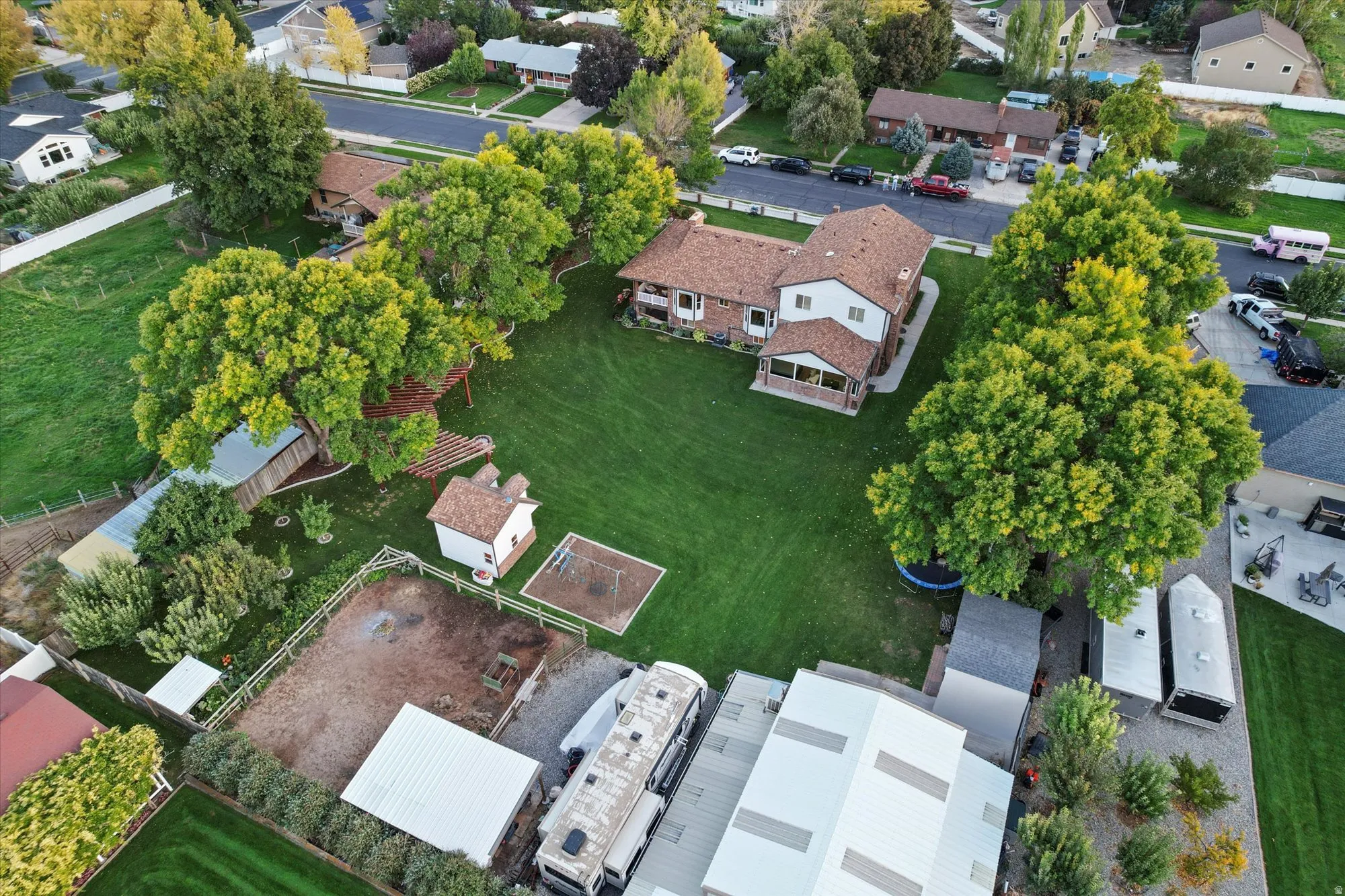 Aerial perspective of suburban area