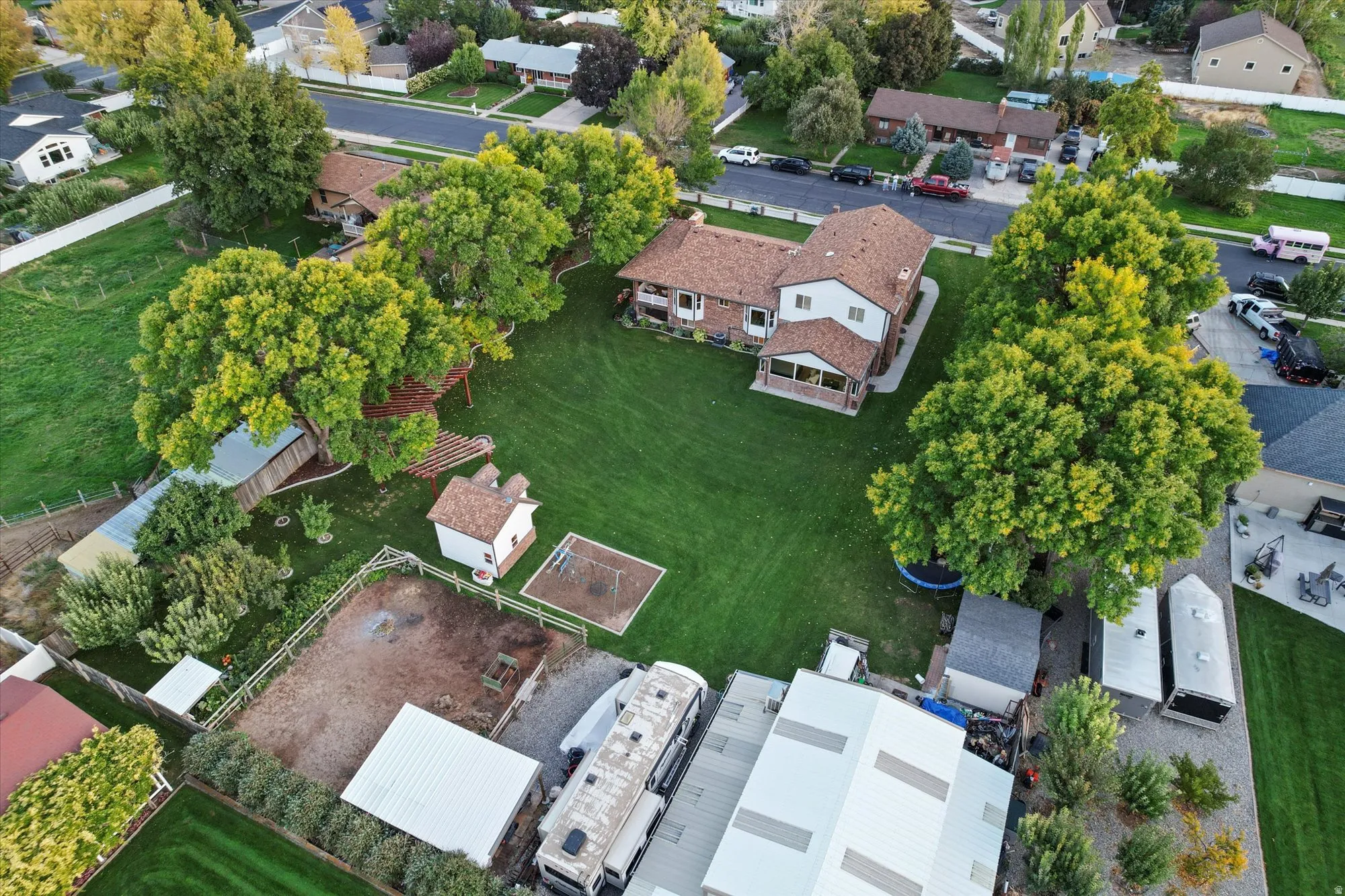 Aerial perspective of suburban area