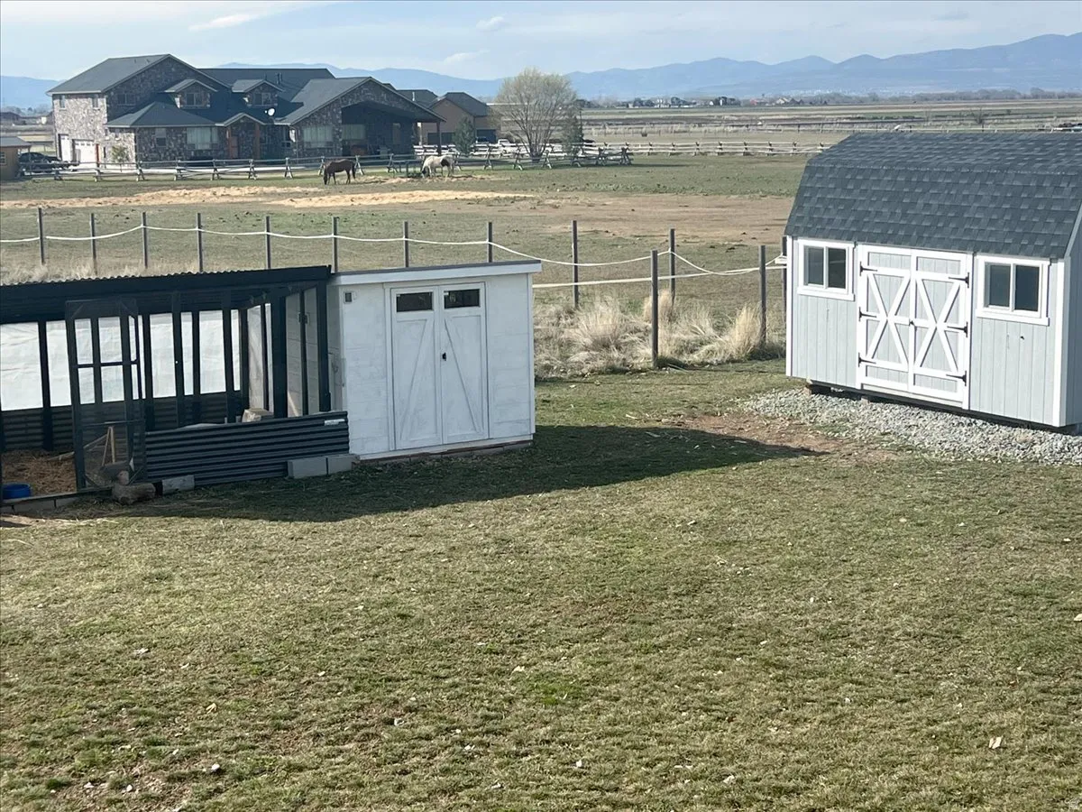 View of shed with a view of rural / pastoral area