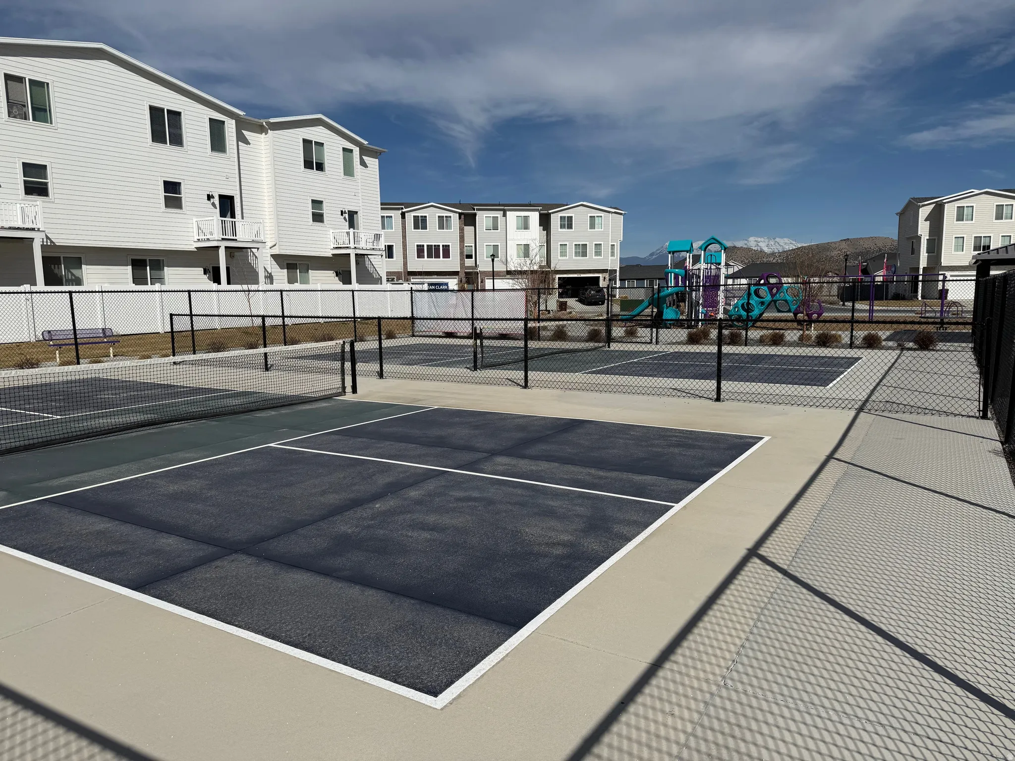 View of pickleball courts