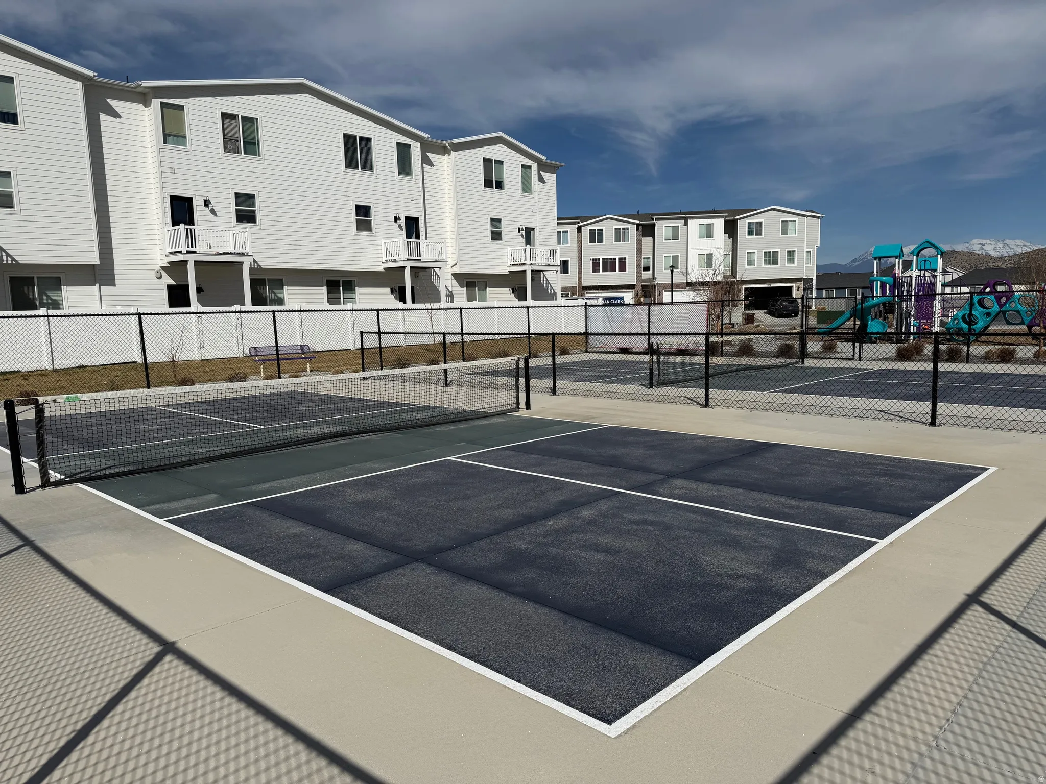 View of pickleball courts