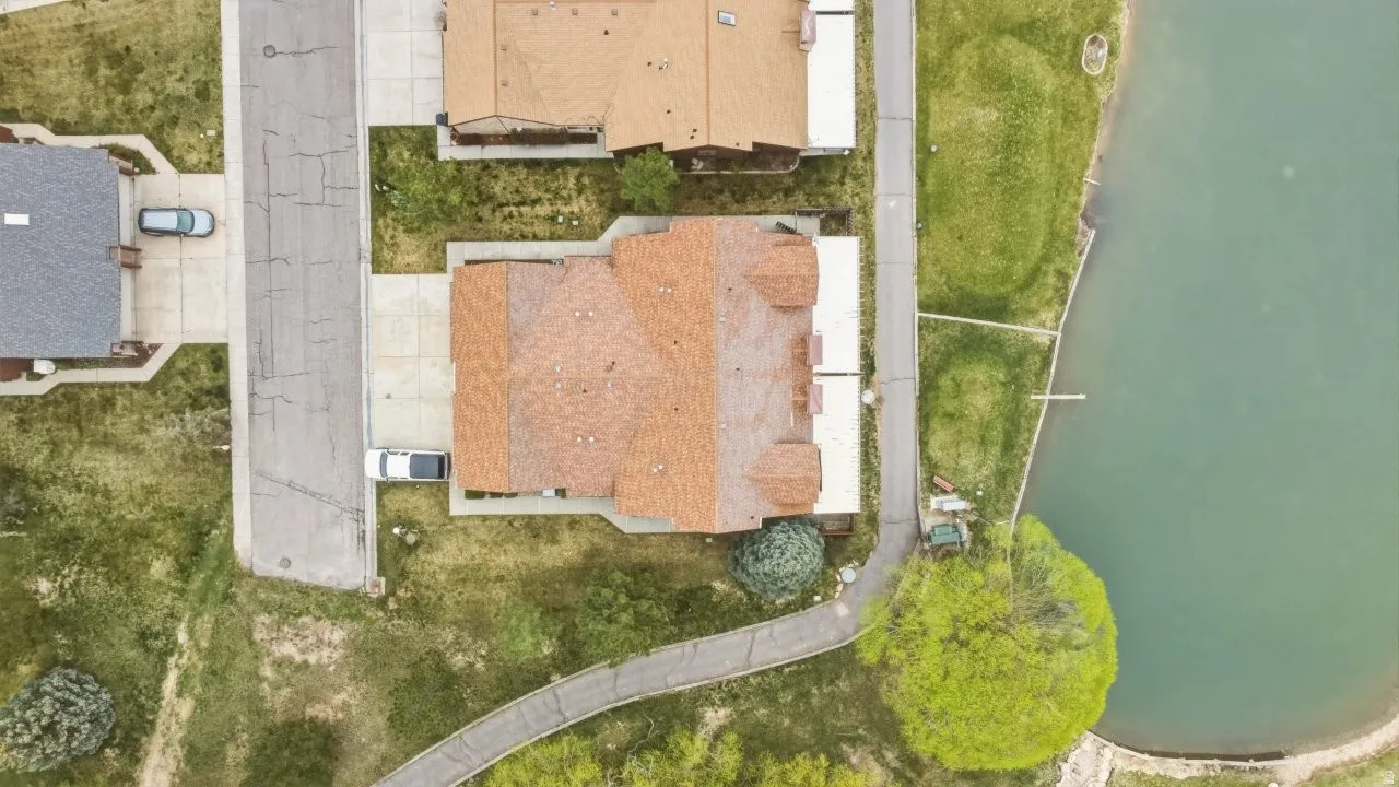 Drone / aerial view of a large body of water